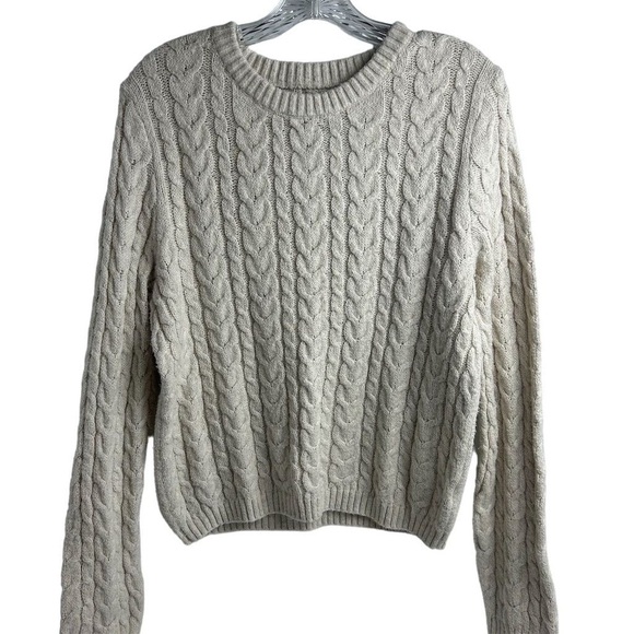 American Eagle Women's XL Ivory Cable Knit Pullover Sweater Casual - Picture 1 of 9